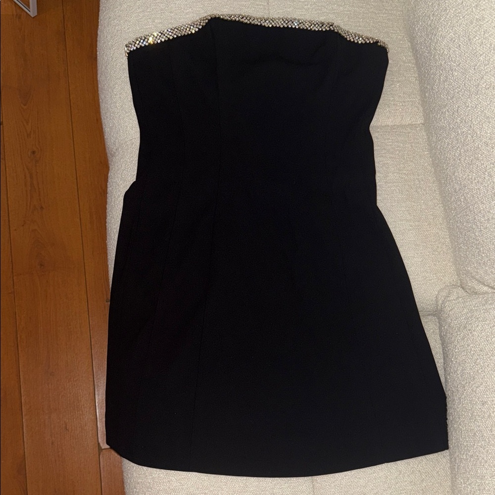 Forever 21 Black Strapless Dress with Gold Accents